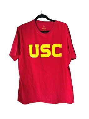 USC Trojans Red Short Sleeve T-Shirt Size L 100% Cotton Made In Honduras